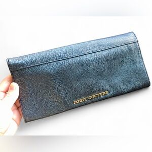 Juicy Couture Leather Clutch Wild Ones Jade Purse Wallet Blue Metallic Y2K Girly